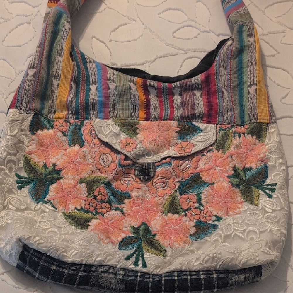 Floral Embroidered Multicolor Women's Bag